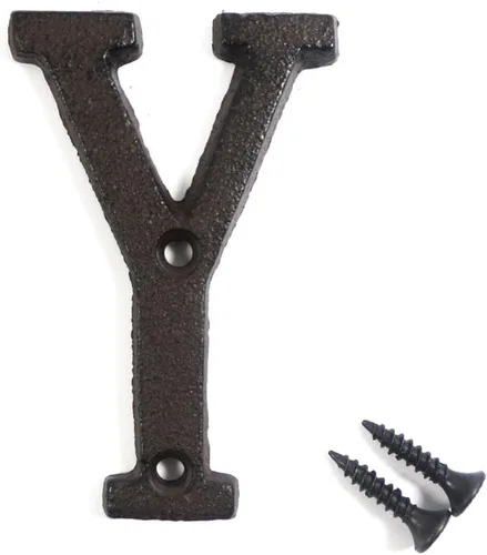 Vista 24 de Letras del abecedario de 3" en metal de hierro fundido decorativas, estilo clásico, para colgar letreros de pared, dirección, nombre, letrero