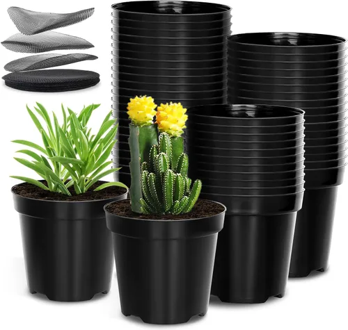 Vista 17 de Macetas de plástico negro RooTrimmer de 4/6/8 pulgadas, paquete de 15, plástico engrosado con agujeros de drenaje, para interior/exterior