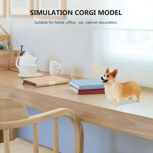 Vista 7 de IMIKEYA Figura de Corgi galés, mini estatua de perro de resina, estatua de perro pequeño de Corgi para pastel, escultura de estatua de animal