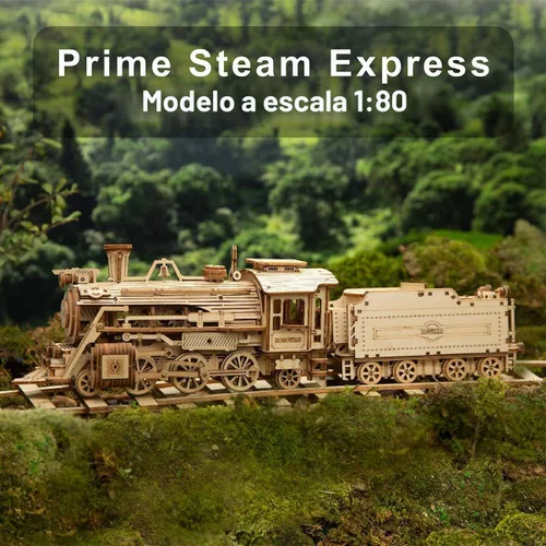 Vista 2 de ROKR Rompecabezas de madera 3D para adultos - Kits de modelo de tren mecánico - Rompecabezas para ejercitar el cerebro - Kits de construcción