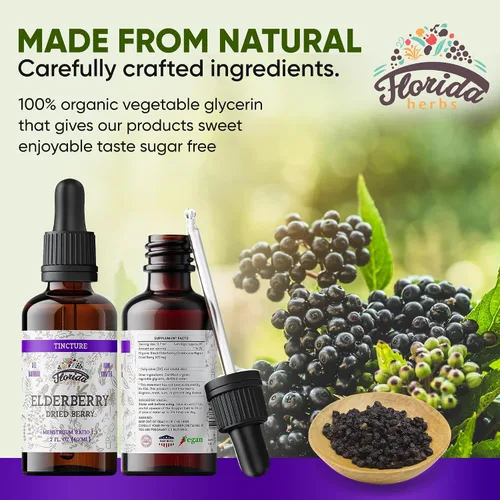 Vista 3 de Tintura de saúco negro, extracto de extracto de saúco negro orgánico para apoyo inmunológico (Sambucus Nigra) 2 onzas líquidas