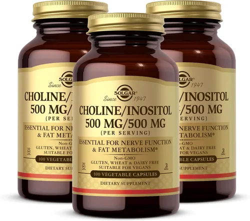 Vista 7 de Solgar Colina/Inositol 500 mg/500 mg, 100 cápsulas vegetales (paquete de 2) – Metabolismo energético, salud hepática, esencial para la función