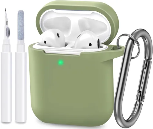 Vista 25 de Funda compatible con AirPods, cubierta protectora de silicona completa a prueba de polvo diseñada para Apple AirPods de 1.ª y 2.ª