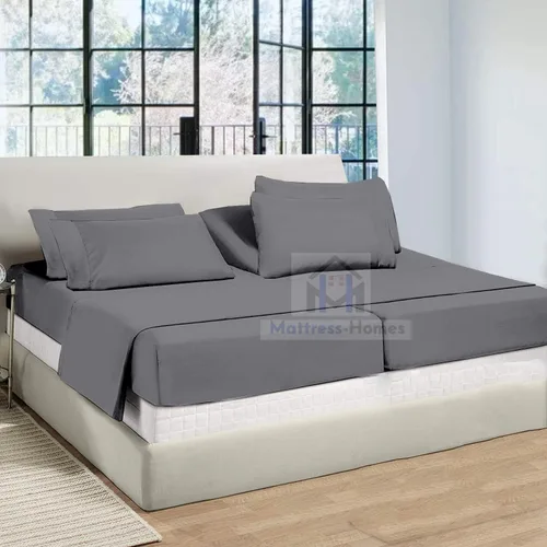 Vista 26 de Juego de sábanas divididas tamaño Queen para cama ajustable, juego de sábanas divididas de 5 piezas para cama Queen dividida de 600 hilos, 100%