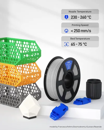 Vista 5 de ELEGOO Filamento PETG para impresora 3D de 0.07 in, color negro, 8.8 lbs