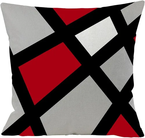Vista 4 de Fundas de almohada decorativas negras y rojas para sofá, fundas de almohada de sala de estar para sofá, rojo y negro, fundas de cojín geométricas