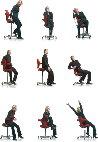 Vista 11 de HAG Capisco Silla de escritorio estándar ajustable, marco negro, asiento negro de vinilo ónix