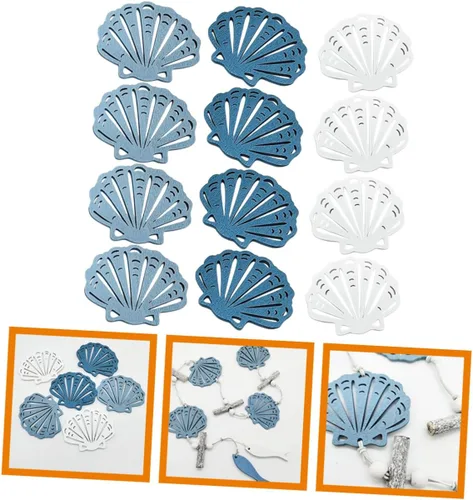 Vista 7 de 12pcs estilo mediterráneo festoneado adornos océano decoración de madera decoración del hogar conjunto