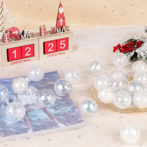 Vista 5 de 24 unidades - Adornos de bolas de Navidad de plástico transparente inastillable colgantes con bolas delicadas decorativas