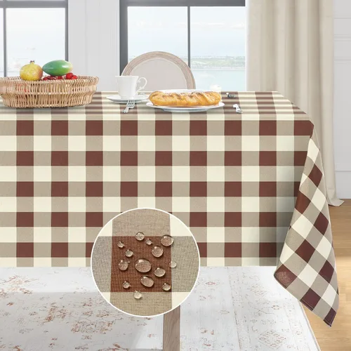 Vista 14 de Softalker - Mantel rectangular a cuadros, impermeable para exteriores, 54 x 120 pulgadas, mantel de búfalo a cuadros, resistente a las manchas