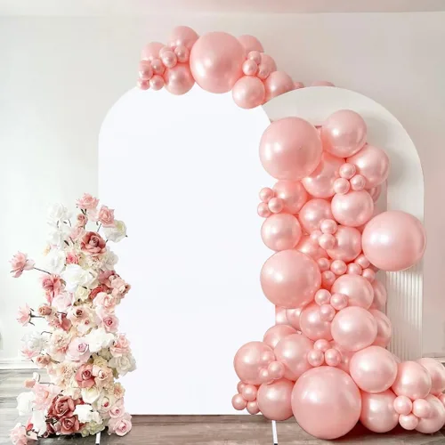 Vista 15 de Fundas de arco elásticas de 6 pies, color beige, para bodas, cumpleaños, baby shows, fiestas, banquetes