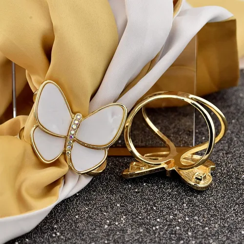 Vista 83 de 4 piezas de clip de anillo de bufanda para mujer, broche de perlas y flores, hebilla de metal para chal, accesorios de decoración para damas y niñas