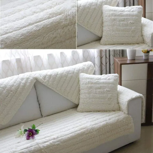 Vista 7 de SVIO-SOFACOVER Alfombrillas antideslizantes para sofá, de piel sintética, color blanco crema y blanco, fundas para sofá, muebles para el hogar, una