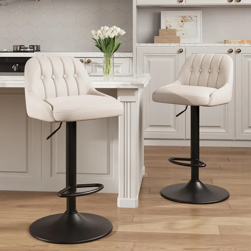 Vista 14 de MALOL Bar Stools Set of 1, Swivel Bar Chairs, Modern Adjustable PU Leather Upholstered Barstools Counter Height with Tufted Back for Bar, Kitchen