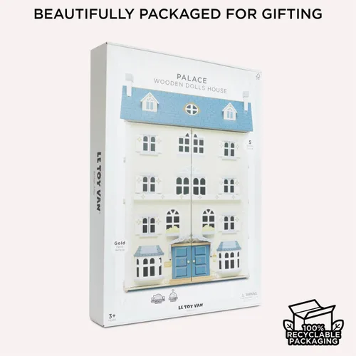 Vista 13 de Le Toy Van - Casa de muñecas grande de madera Palace House Ideal como regalo Juego de casa de muñecas de madera de 5 plantas - Adecuado