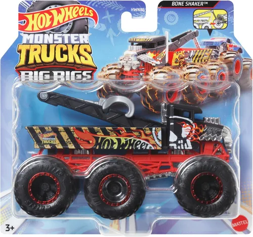 Vista 6 de Hot Wheels, Monster Trucks - Camión de remolque sorpresa a escala 1:64 con 6 ruedas (no se puede elegir el modelo)