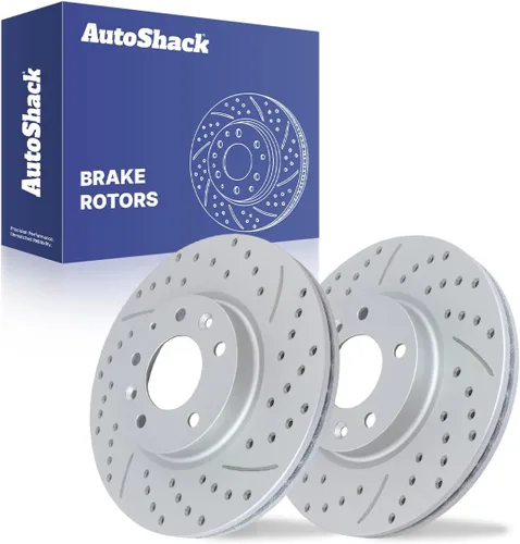 Vista 7 de AutoShack 11.76" (298.7 mm) Rotores de freno ventilados, perforados y ranurados delanteros con recubrimiento de repuesto para 2006-2012 Ford Fusion