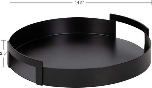 Vista 7 de Kate and Laurel Myo - Bandeja redonda moderna de metal, 15 x 15 pulgadas, color negro, bandeja circular decorativa para almacenamiento y exhibición