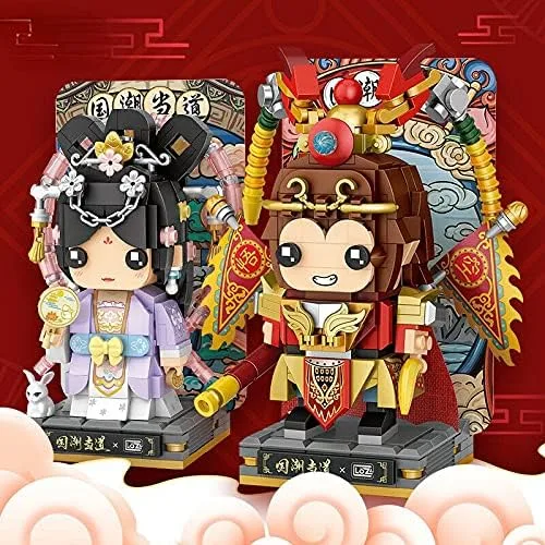 Vista 2 de 2 unidsset LOZ 1348 1349 cultura china mini bloquesloques 2 estilos famoso sol Wukong bastante dorado piezas bloque de construcción DIY juguetes
