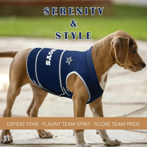 Vista 3 de NFL Dallas Cowboys - Camisa para perro, chaleco calmante de solución calmante y calmante para perros y gatos con miedos, fuegos artificiales, ruidos