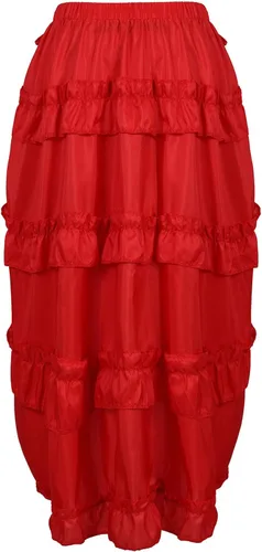 Vista 3 de Zhitunemi - Falda steampunk con volantes para mujer, prenda asimétrica, estilo gótico, talla extragrande, estilo pirata