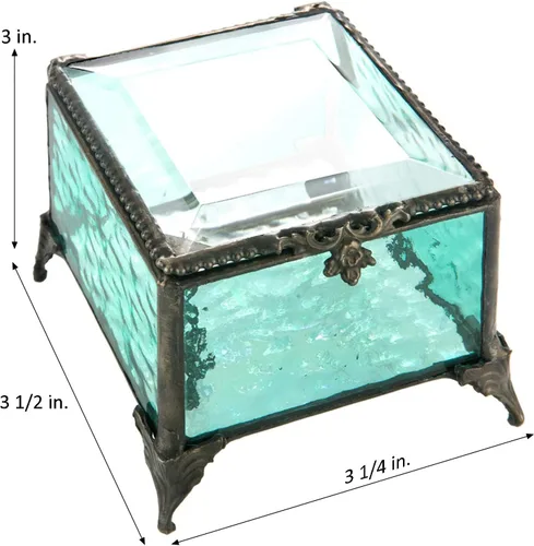 Vista 6 de Caja de cristal decorativa para joyería, anillo de exhibición, pulsera, aretes, organizador de almacenamiento, regalo de recuerdo para mamá, hija