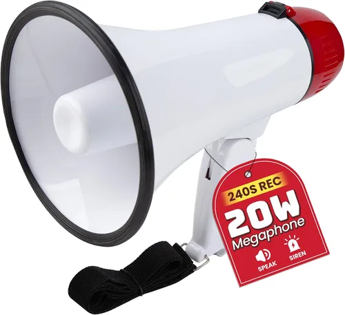 Vista 13 de MyMealivos 20W Megaphone Bullhorn, Built in Siren & 240s Recording, 5.4"×8.6" Portable Megaphone with Volume Control Cover Up to 300 feet+ for