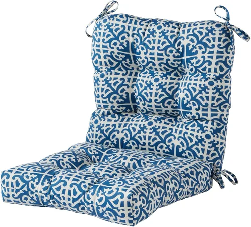 Vista 26 de Cojines para silla de exterior con bisagras, diseño de una sola pieza, cojín reversible para asiento y respaldo de patio con lazos, tela de Aloha