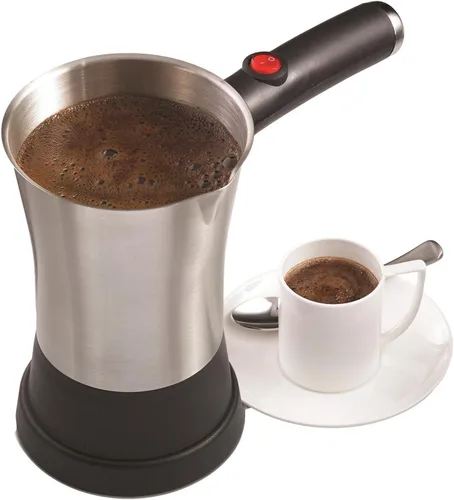 Vista 7 de Cafeteras turcas Brentwood 800 W de acero inoxidable eléctrica turca griega cafetera (plata)