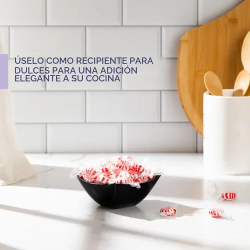 Vista 4 de PLASTICPRO Cuencos cuadrados desechables para servir, aperitivos o ensaladas, plástico negro, paquete de 4, 8 onzas, color negro
