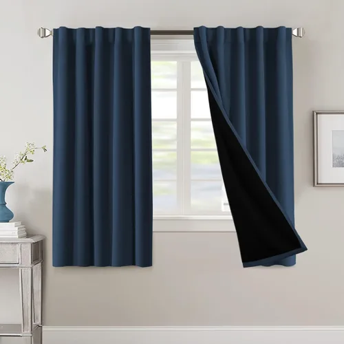 Vista 101 de H.VERSAILTEX Cortinas 100% opacas para dormitorio con forro negro, cortinas de oscurecimiento de habitación completa, con aislamiento térmico