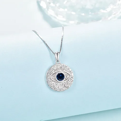 Vista 4 de TUGHRA Collar contra el mal de ojo de plata esterlina S925 con dije de mal de ojo, collares de protección, amuleto de joyería de regalo