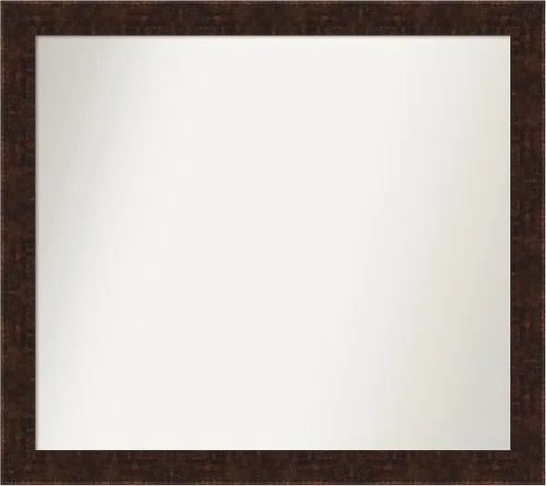 Vista 214 de Amanti Art Espejo de baño de bronce para sobre fregadero, 24 x 24 pulgadas, espejo de tocador cuadrado estrecho de bronce Manhattan, marco de madera