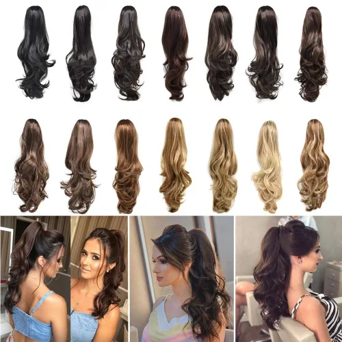 Vista 10 de LYRICAL HAIR Extensión de cola de caballo sintética para mujer, con cordón ajustable, pinza de mandíbula, larga, rizada, ondulada, extensión de cola