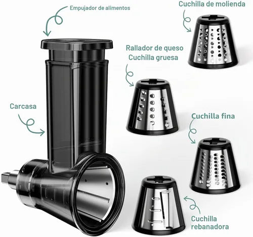 Vista 2 de Accesorio rebanador triturador para batidora de pie Kitchenaid, máquina de ensalada con rebanadora de verduras, fabricante de ensaladas, rebanadoras