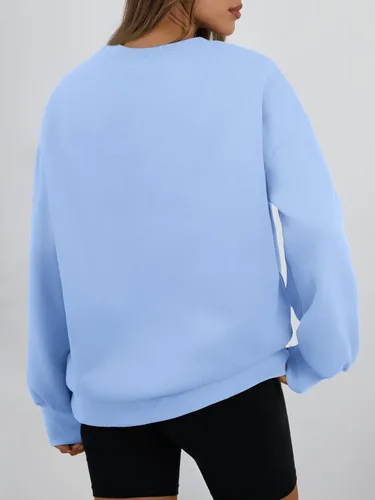 Vista 4 de Trendy Queen - Sudaderas para mujer, sudaderas con capucha de gran tamaño, cuello redondo, suéteres cómodos para otoño e invierno, ropa a la moda