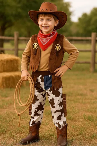 Vista 2 de Disfraz de vaquero para niños, conjunto de disfraz occidental