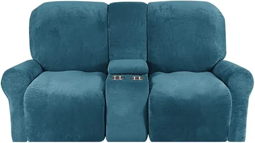 Vista 26 de Aedlcal Fundas para sofá reclinable, 10 piezas, fundas de sofá reclinable de felpa de terciopelo con consola central, con bolsillo lateral