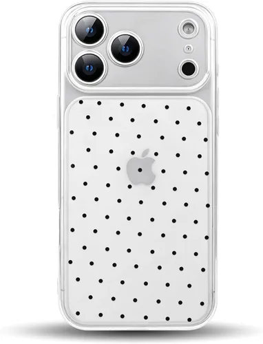 Vista 10 de NITITOP Funda para iPhone 17, diseño de lunares transparentes, color negro
