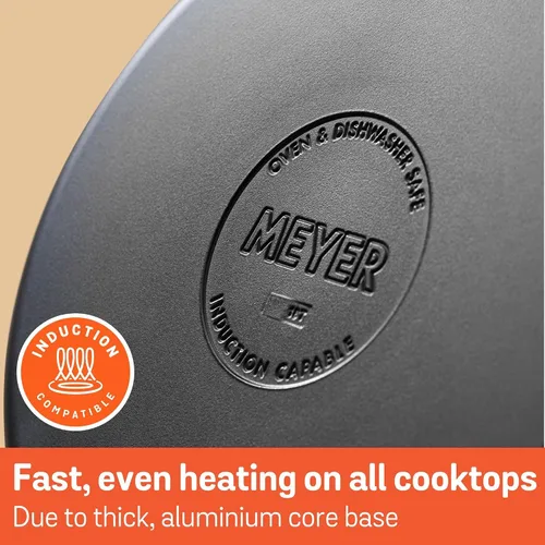 Vista 5 de Meyer Olla mediana de acero inoxidable de 6.5 cuartos de galón, olla de inducción, apta para lavavajillas, apta para horno, negro mate con asas