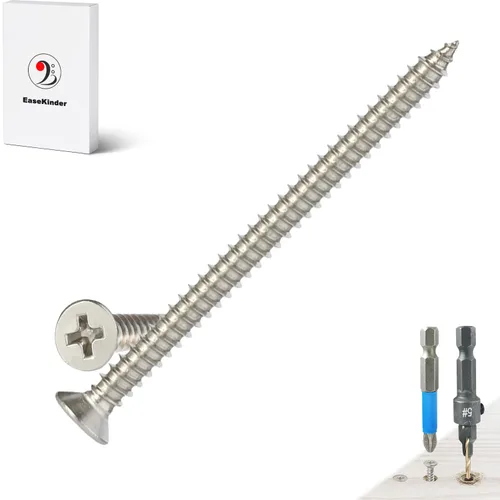 Vista 26 de Tornillos para madera, 120 tornillos Phillips de cabeza plana, tornillo de acero inoxidable 304 con kit de avellanado de madera ajustable (#4 x 1)