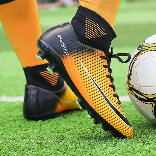 Vista 6 de MDPCX Zapatos de fútbol unisex competitivos para hombres y mujeres, botas de fútbol para interiores y exteriores, atléticos, para césped,