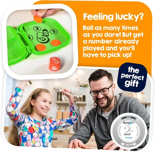 Vista 4 de TOMY Games 5 UP - Juego de dados The Push Your Luck para niños y adultos, juegos familiares y rellenos de calcetines para niños, dados de ritmo