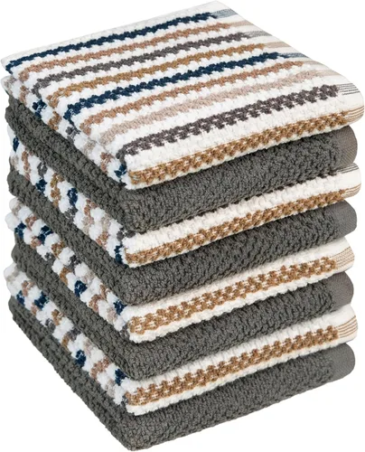 Vista 11 de Toallas de cocina de 16 x 26 pulgadas, paquete de 6 toallas de mano grandes de algodón, paños de cocina, diseño de rayas de palomitas de maíz, juego