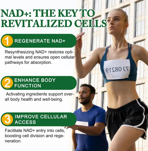 Vista 2 de Suplemento NAD, ribósido de nicotinamida NAD, liposoma alternativa NAD extra fuerte, Boost NAD y resveratrol + para mujeres y hombres, energía