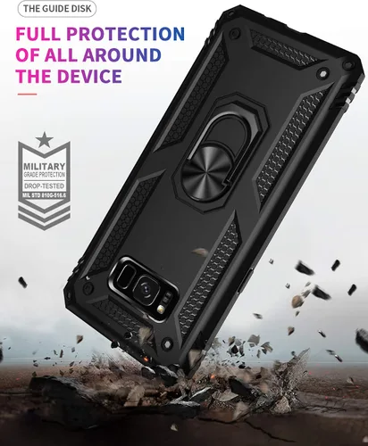 Vista 7 de Androgate Funda para Samsung Galaxy S8 Plus con protectores de pantalla HD, soporte de anillo de metal de grado militar, prueba de caídas de 15