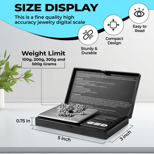 Vista 3 de Generic Báscula digital de bolsillo, 0.00 oz x 10.58 oz, báscula electrónica inteligente, portátil, pequeña báscula de joyería en gramos y onzas