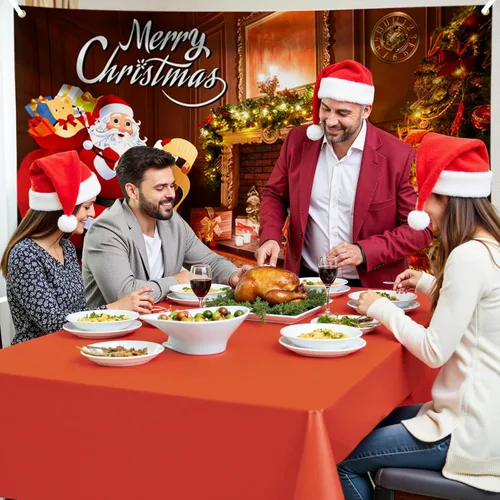 Vista 4 de Hianjoo Cartel de pared de Feliz Navidad de 71 x 43 pulgadas, pancarta grande de fondo de Navidad con ojales, impresión digital vívida, decoración