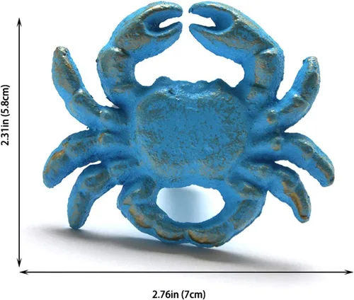 Vista 3 de Paquete de 4 tiradores de cajón con diseño de estrella de mar de caballo marino y cangrejo para aparador, armario, armario, cocina, playa, océano