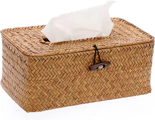 Vista 10 de Sumnacon Funda de Caja de Paños Grande Rectangular Caja de Paños de Seagrass Soporte de Caja de Paños Tejido Soporte de Paños Decorativo Funda